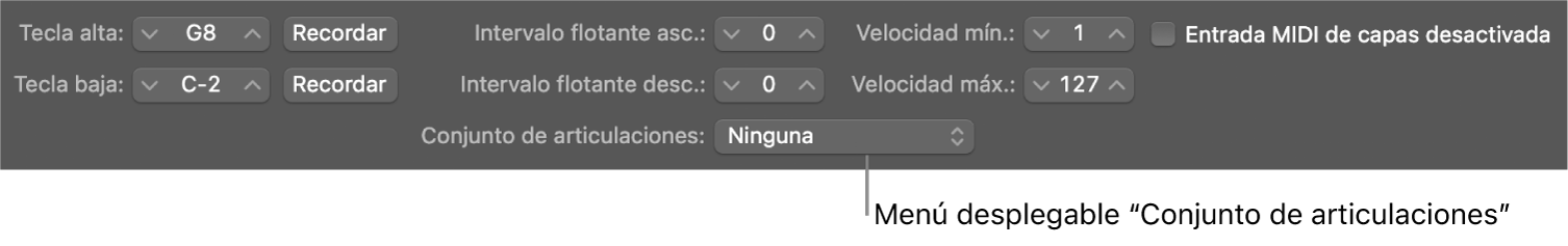 Ilustración. Menú desplegable “Conjunto de articulaciones”.