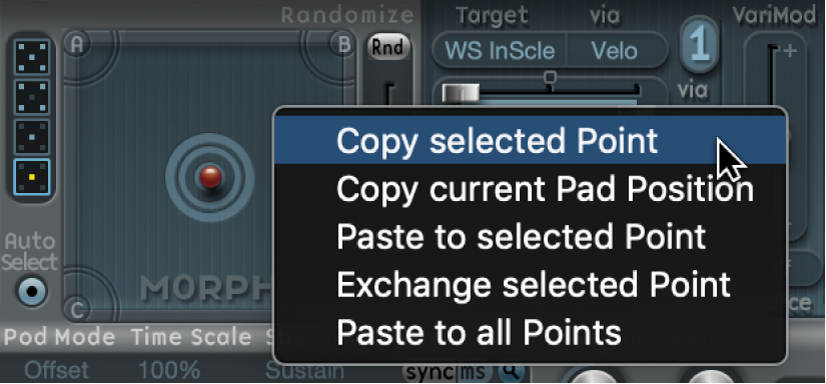 Ilustración. Menú de atajos de la superficie Morph.