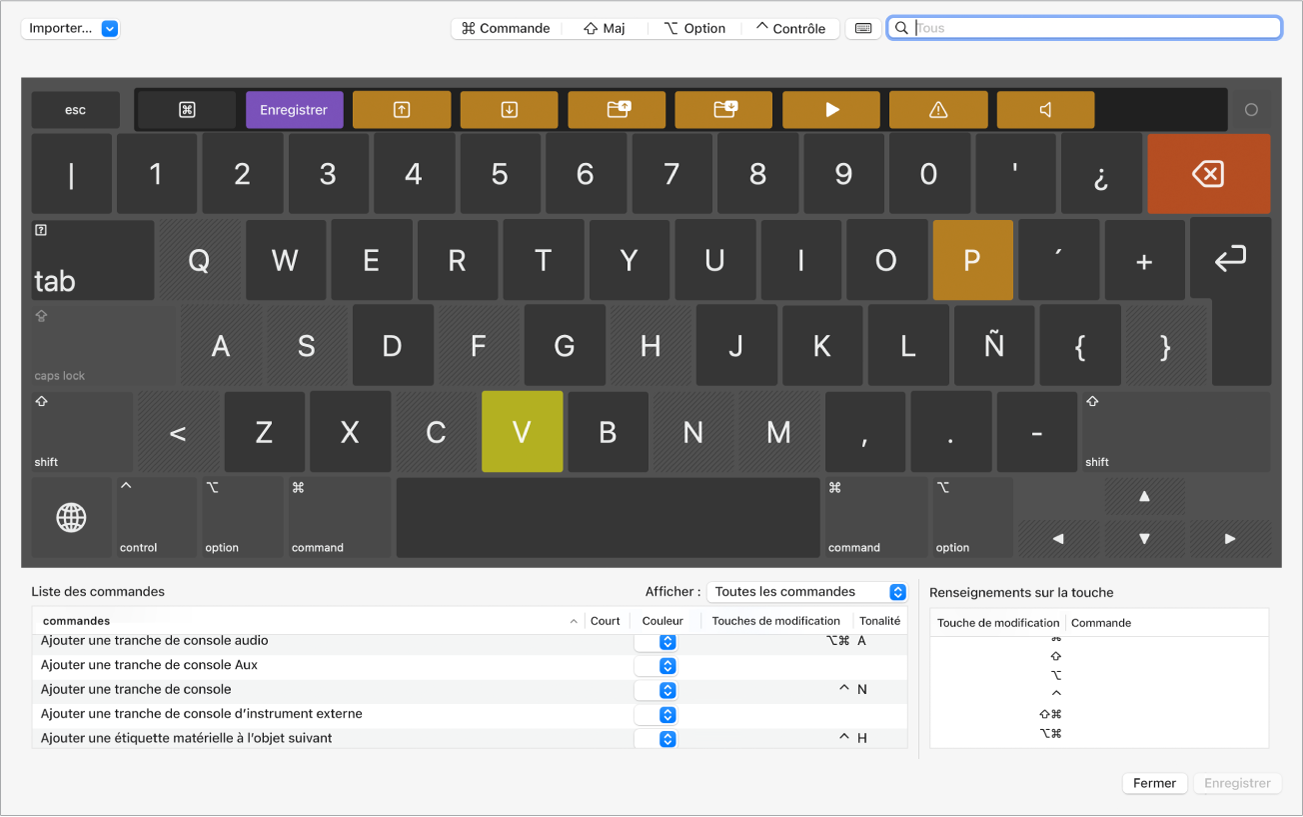 Éditeur de raccourci clavier