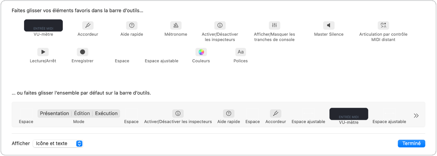 Figure. Fenêtre Personnaliser la barre d’outils.