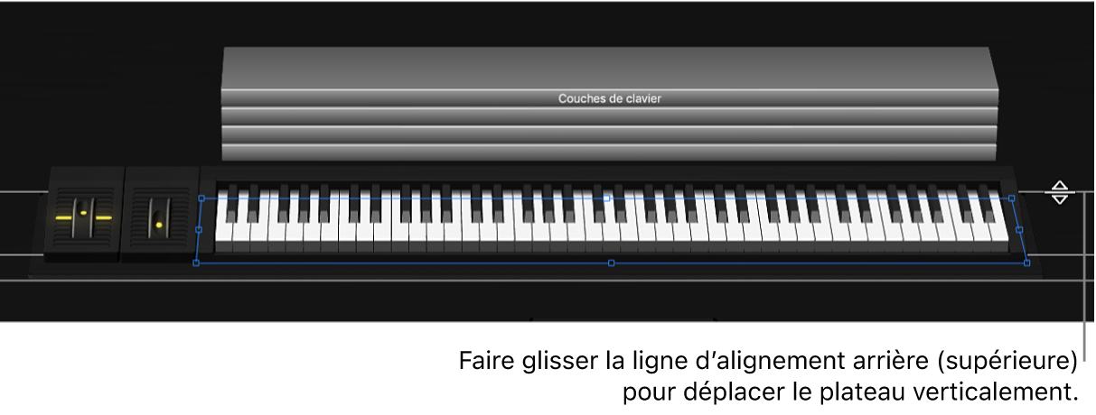 Figure. Faites glisser le guide d’alignement supérieur pour déplacer la tablette verticalement.