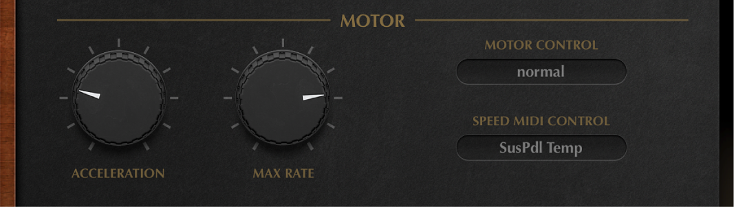 図。Vintage B3の「Rotor Cabinet」のモーターパラメータ。