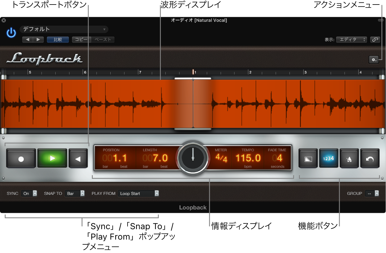 図。Loopbackウインドウ。