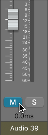 그림. 음소거 버튼을 가리킴.