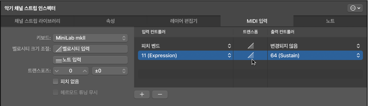 그림. 트랜스폼 버튼을 두 번 클릭하여 트랜스폼 그래프 열기.