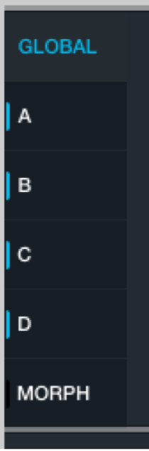 图。“全局”、A、B、C、D 和“变形”按钮。