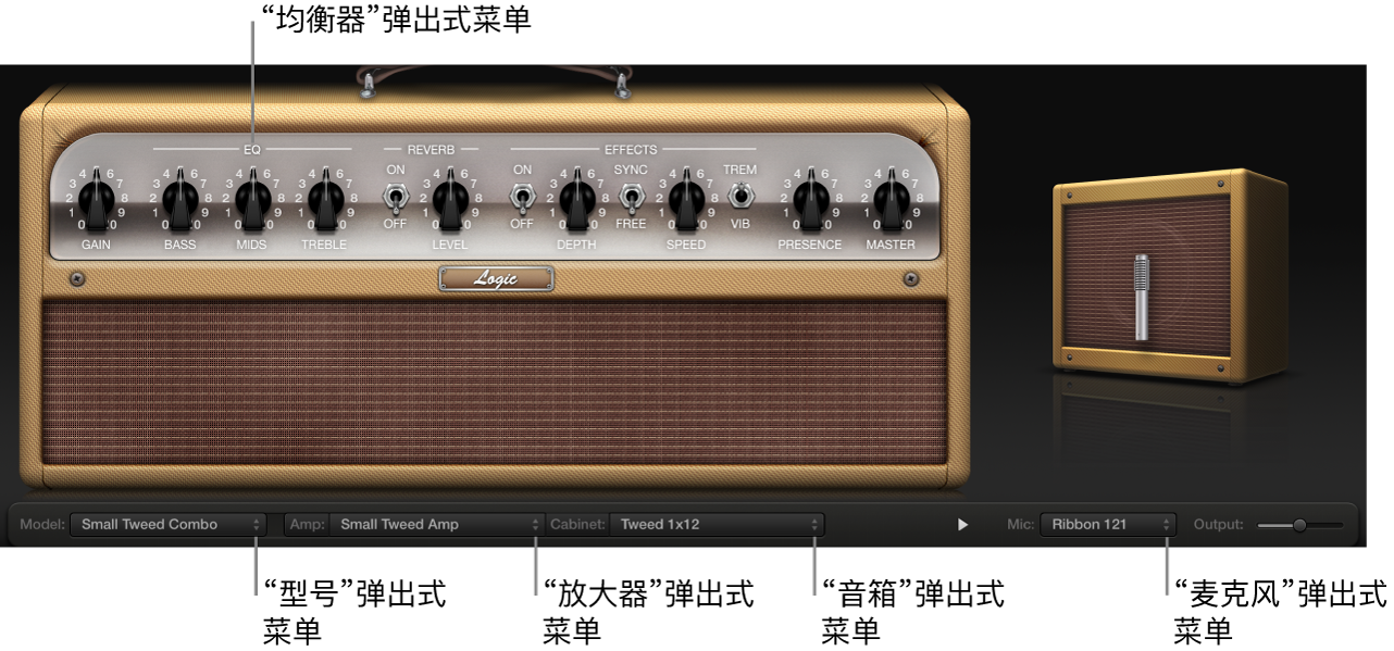 图。描述弹出式菜单的 Amp Designer 窗口。