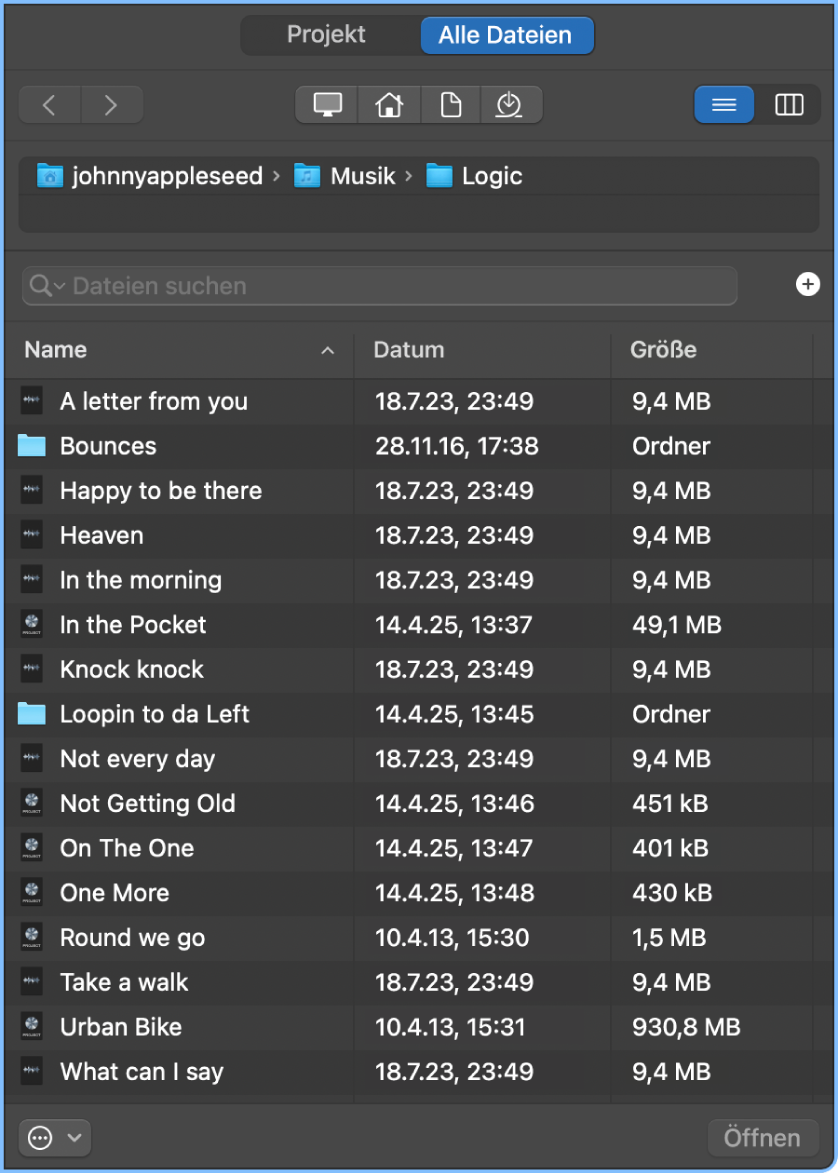 Abbildung. Mediendateien in der Übersicht „Alle Dateien“.