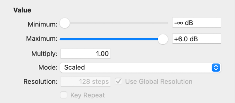 Figure. Value parameters in Expert view.