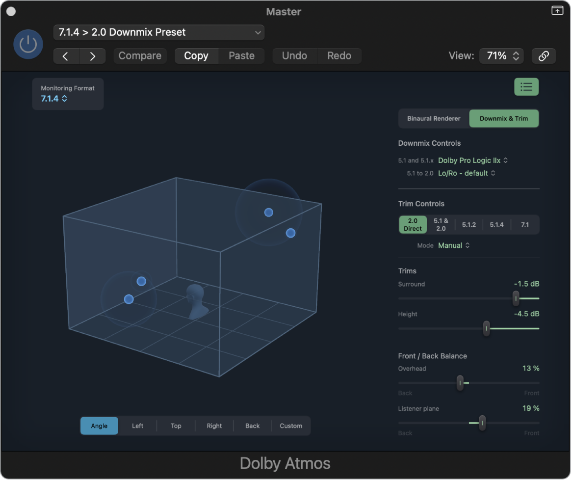 Figure. Downmix & Trim controls.