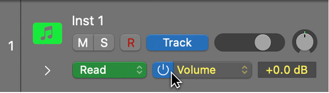 Figure. Automation Parameter pop-up menu.