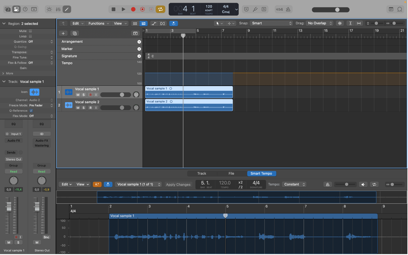 Figure. Logic Pro project with multitrack audio files.