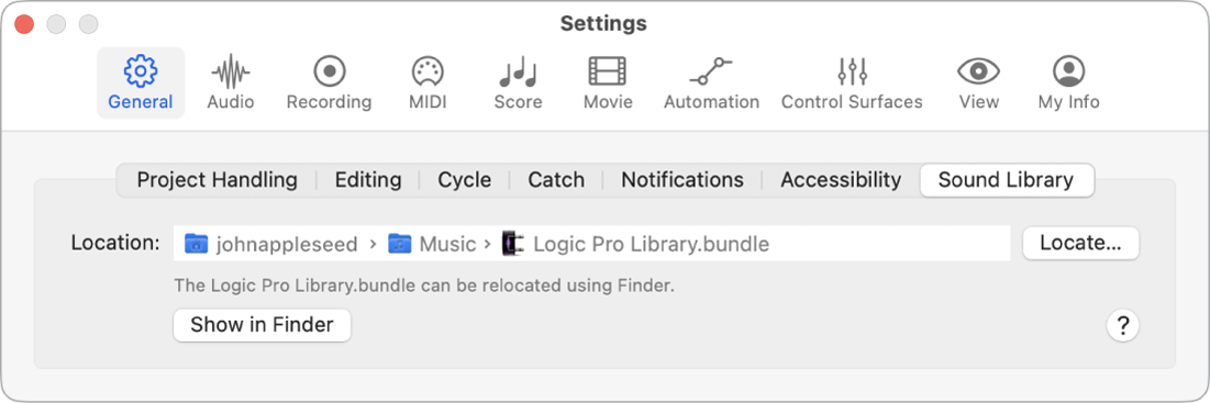 Figure. The Sound Library settings.