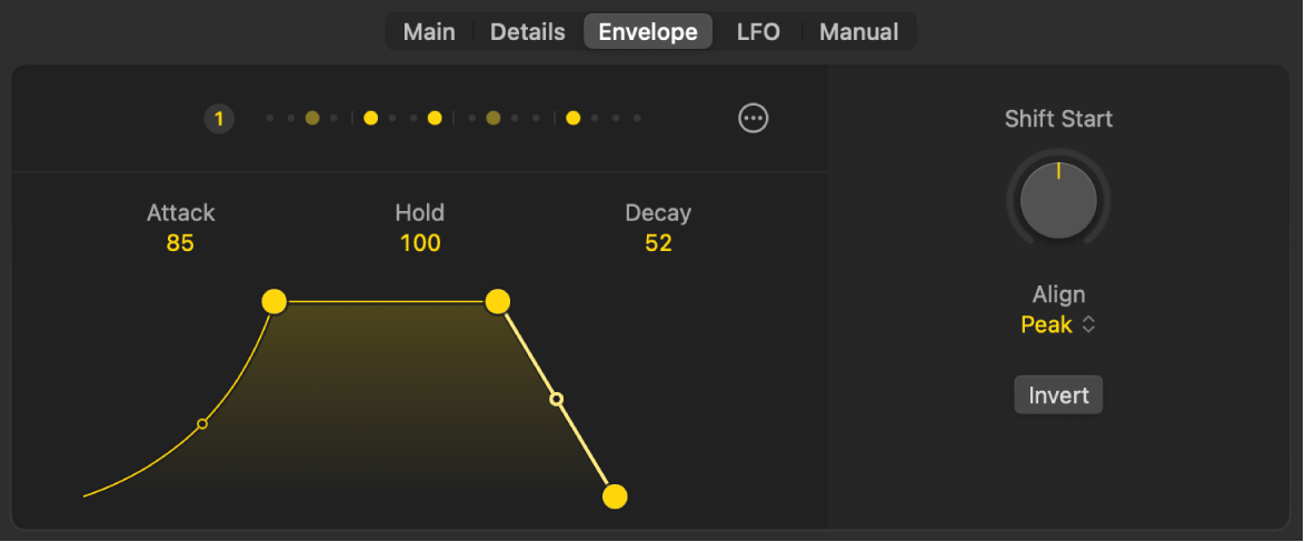 Figure. The envelope generator in the Session Player Editor.