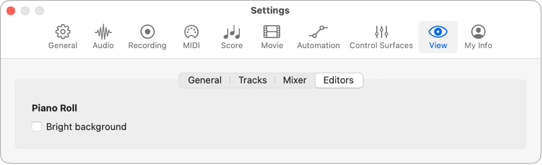Figure. Editors View settings.