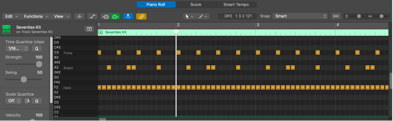Figure. Piano Roll window, showing key label names.