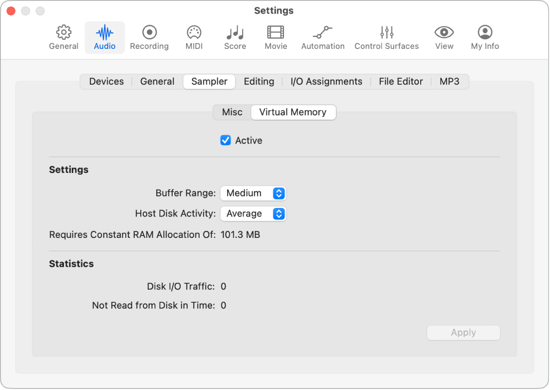 Figure. Virtual Memory settings.