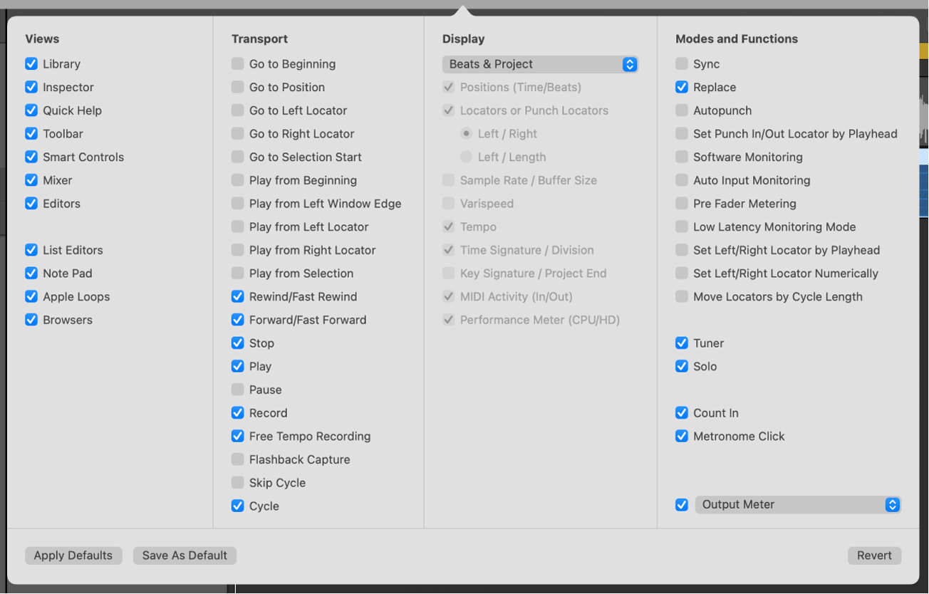 Figure. Customize Transport dialog.