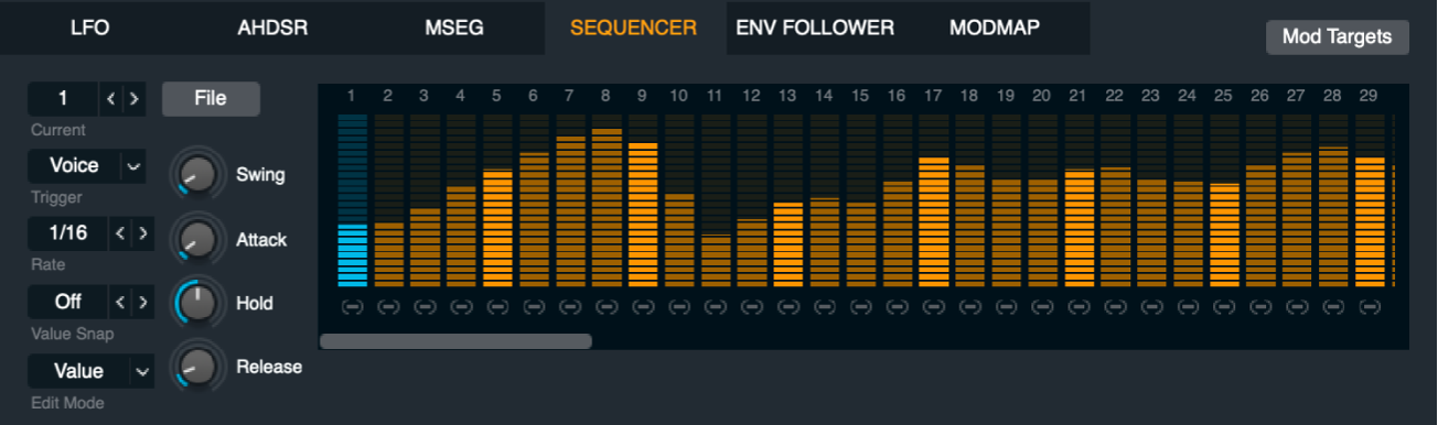 Figure. Modulation sequencer control panel.