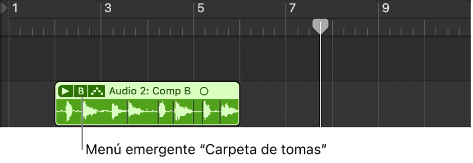 Ilustración. Se está señalando el menú desplegable “Carpeta de tomas”.
