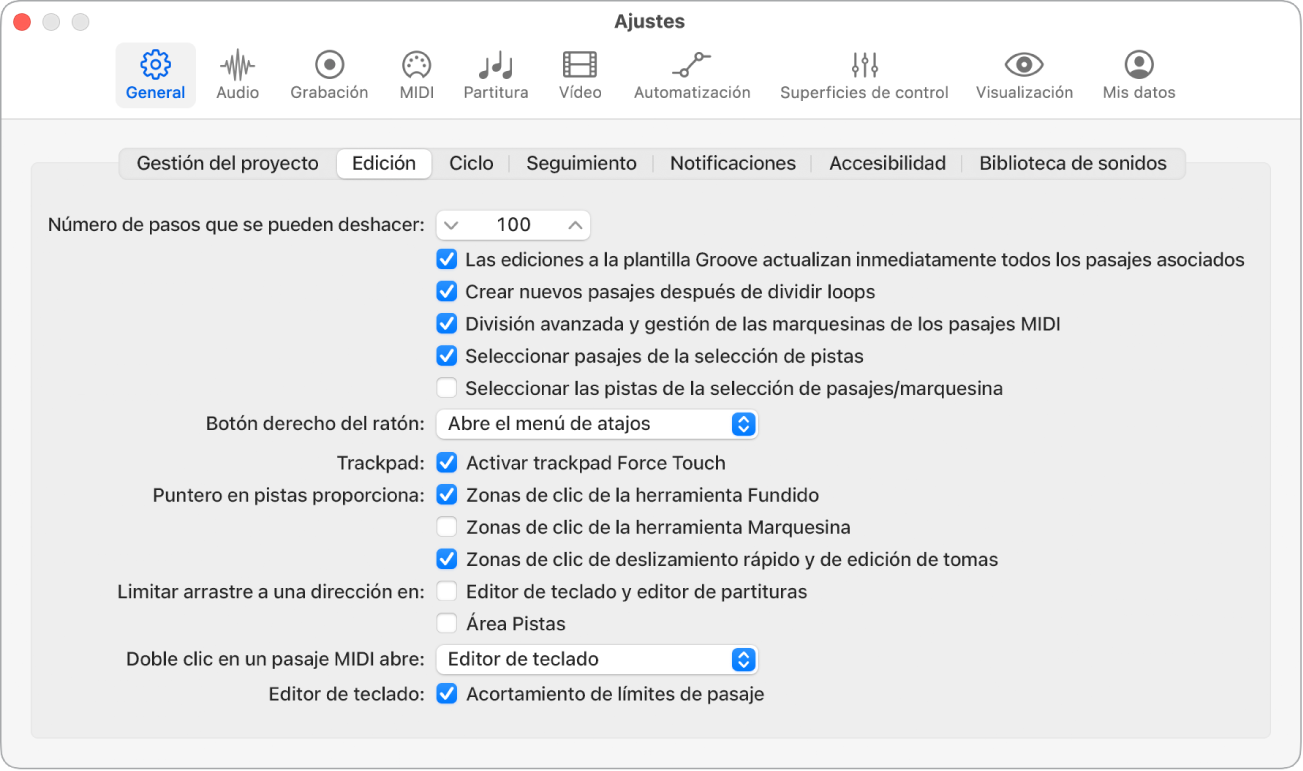 Ilustración. Ajustes de edición.