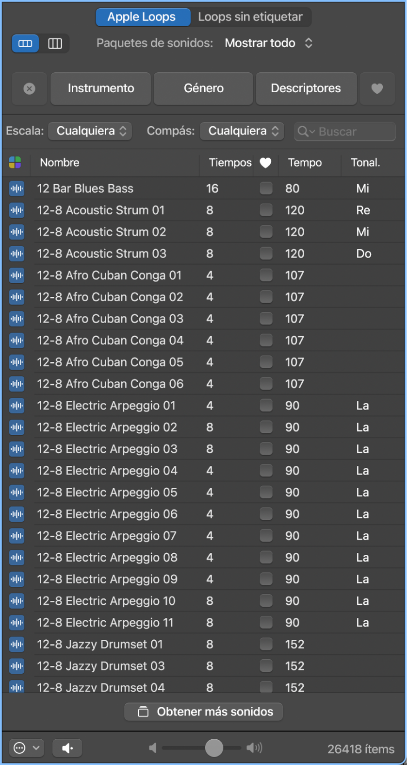 Ilustración. Explorador de loops en la visualización de botones.