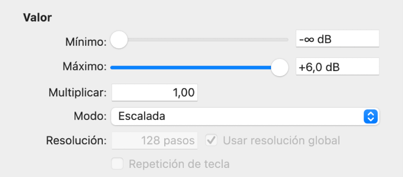 Ilustración. Parámetros de Valor en la vista avanzada.