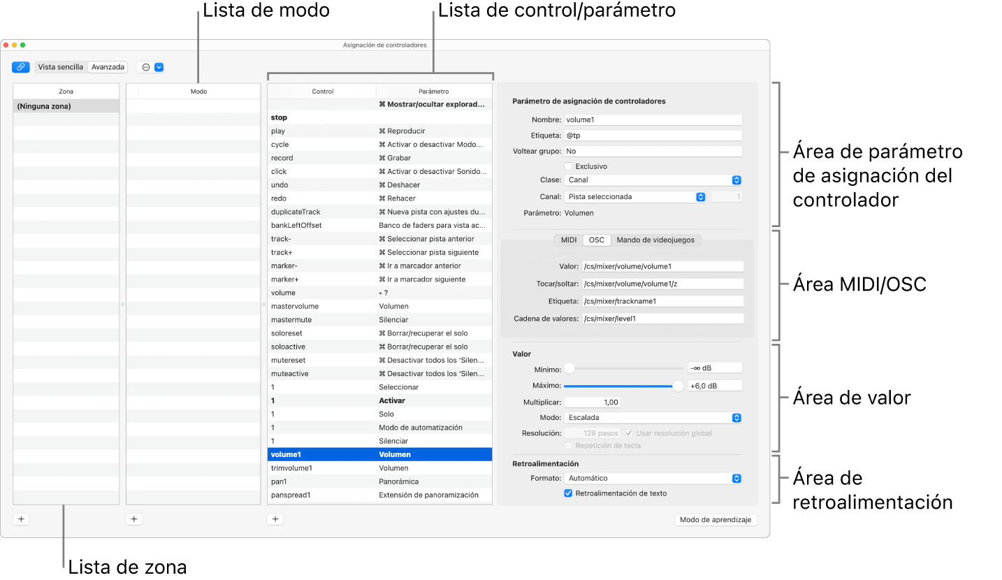 Ilustración. Ventana “Asignación de controladores” en la vista avanzada.