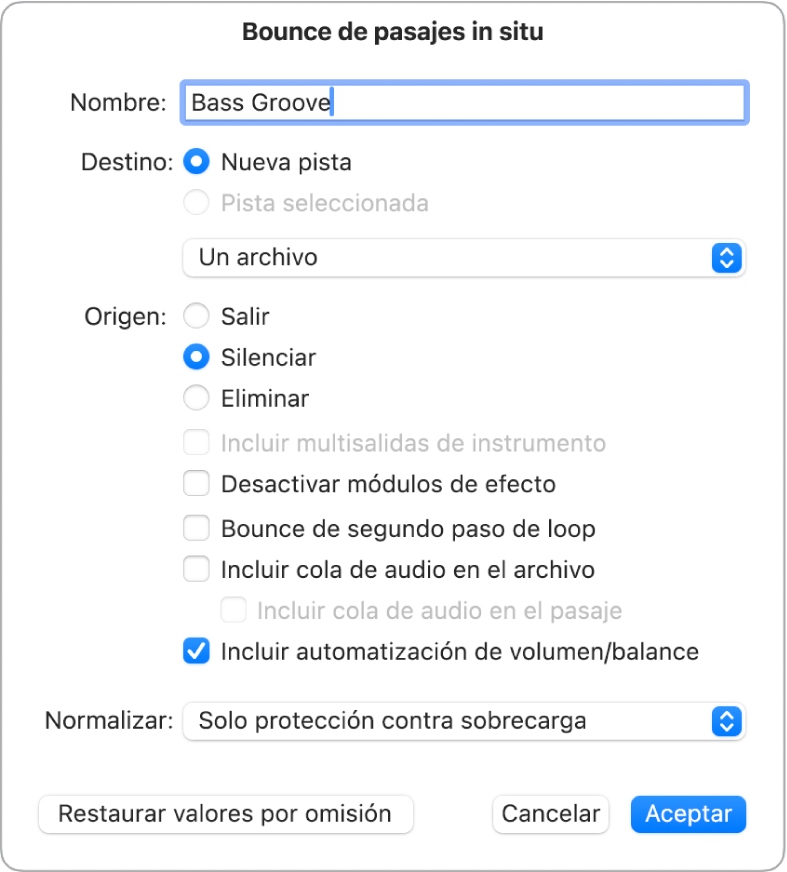 Ilustración. Cuadro de diálogo “Bounce de celdas in situ”.