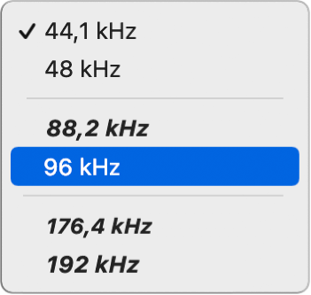 Figure. Affichage Fréquence d’échantillonnage dans la barre des commandes