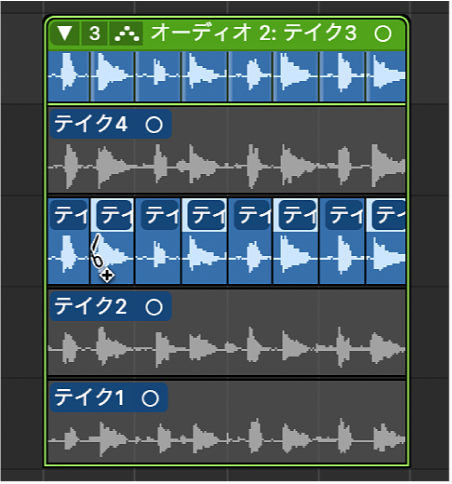 図。1つのテイクを複数にカット。