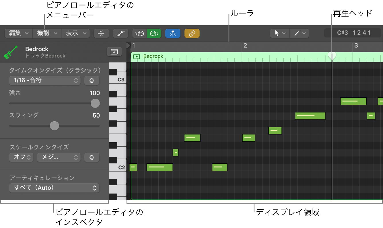 図。ピアノロールエディタ。