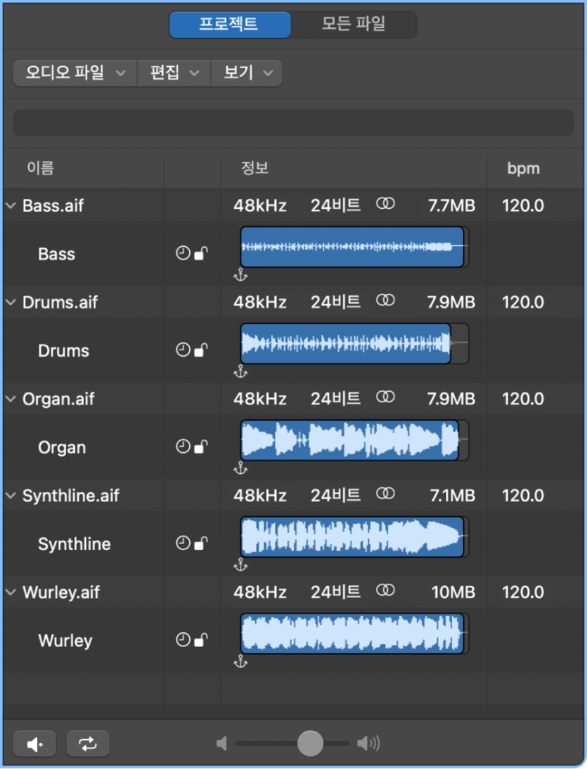 그림. 프로젝트 오디오 브라우저.