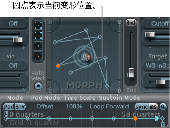 图。“变形”面板和时间线。
