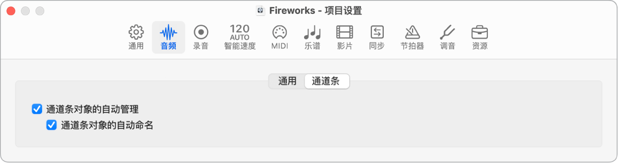图。通道条项目设置。