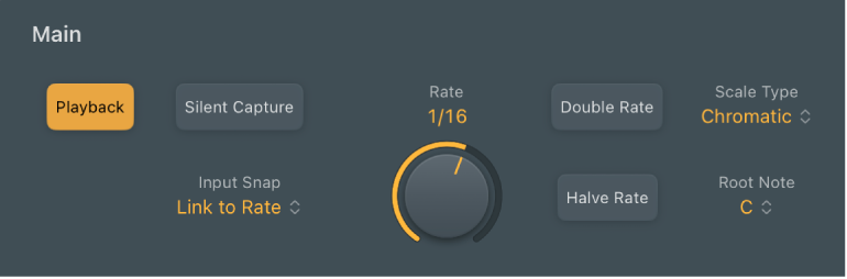 Abbildung. Parameter für Arpeggiator-Steuerung
