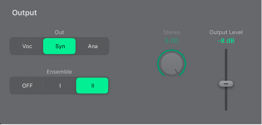 Abbildung. Oscillator-Parameter „Ausgang EVOC 20 PS“