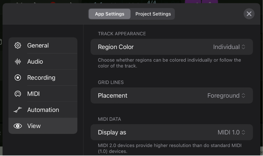 View settings.