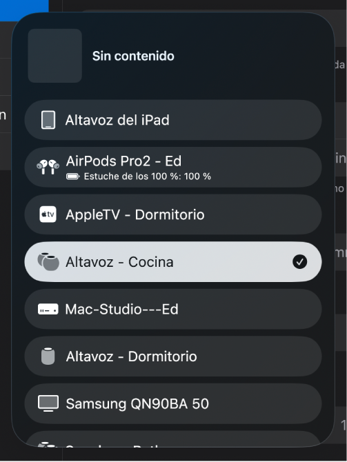Ilustración. Cuadro de diálogo de AirPlay.