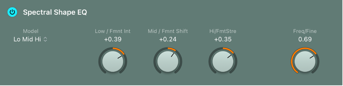 Figure. Paramètres de Spectral Shape EQ.