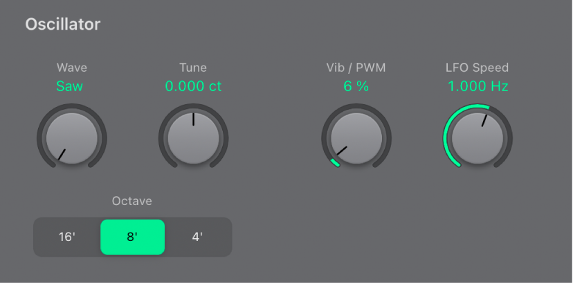 Figure. Paramètres Oscillator.