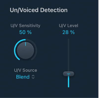 그림. EVOC 20 TrackOscillator Un/Voiced Detection 파라미터.
