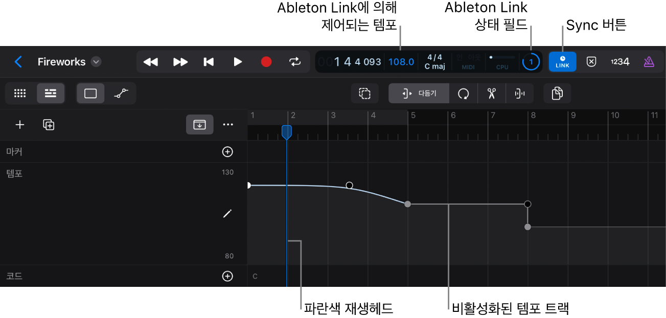 Ableton Link 구성요소.
