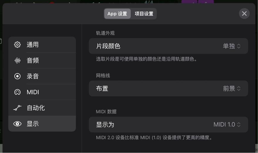“显示”设置。