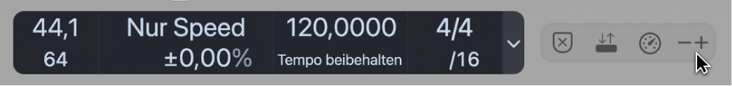Abbildung. Varispeed-Taste in der Steuerungsleiste