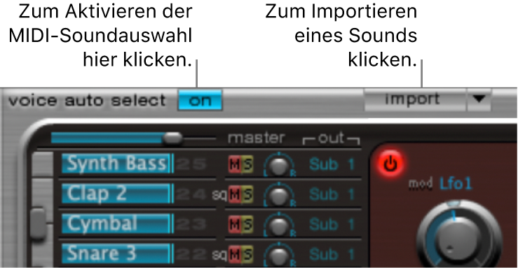 Abbildung. Taste „Import“