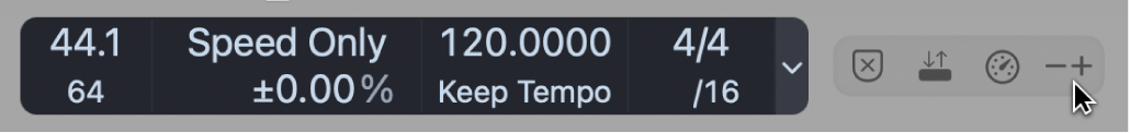 Figure. Varispeed button in the Transport bar.