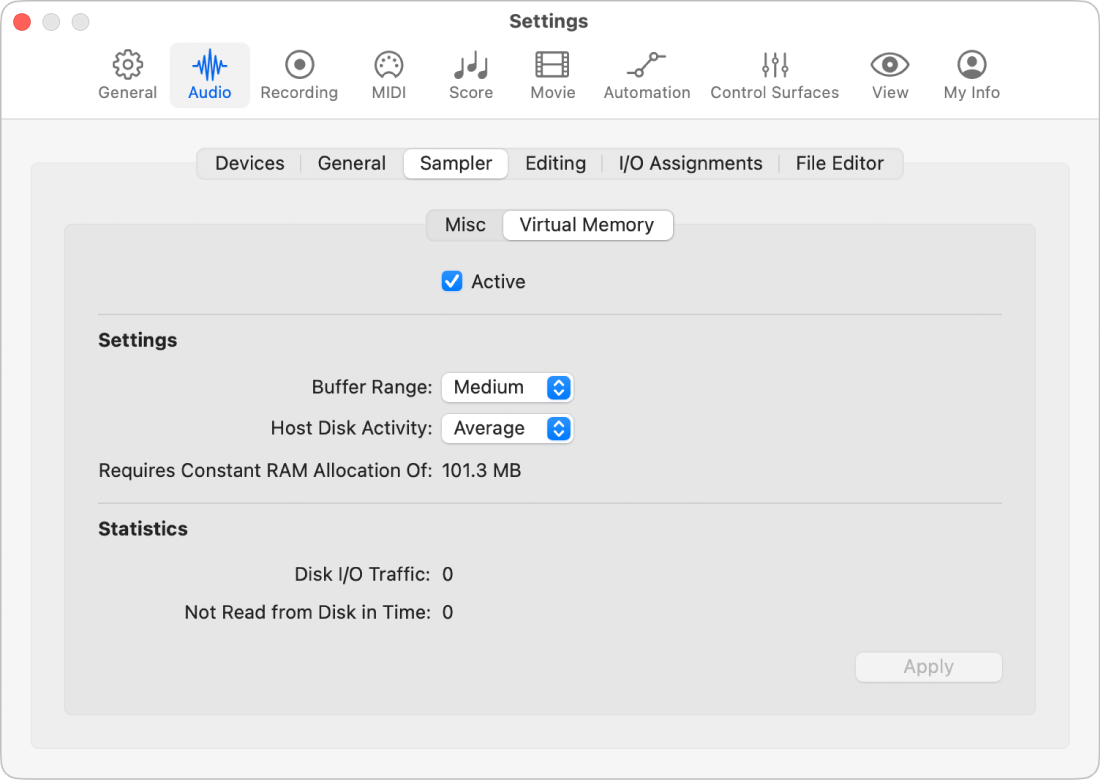 Figure. Virtual Memory settings.