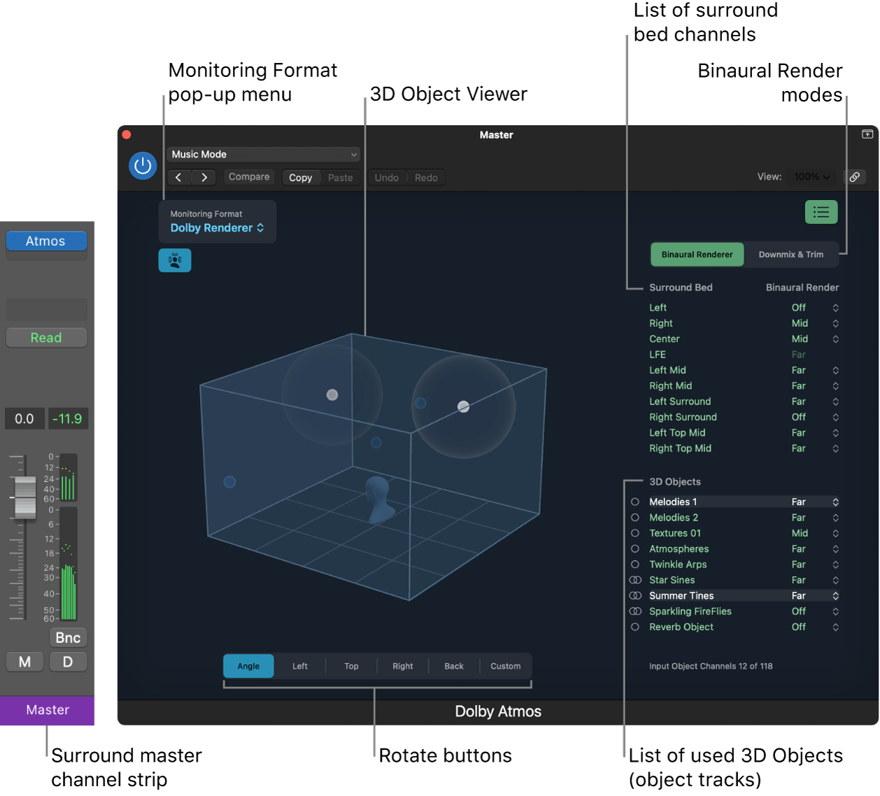 Figure. Dolby Atmos plug-in window.