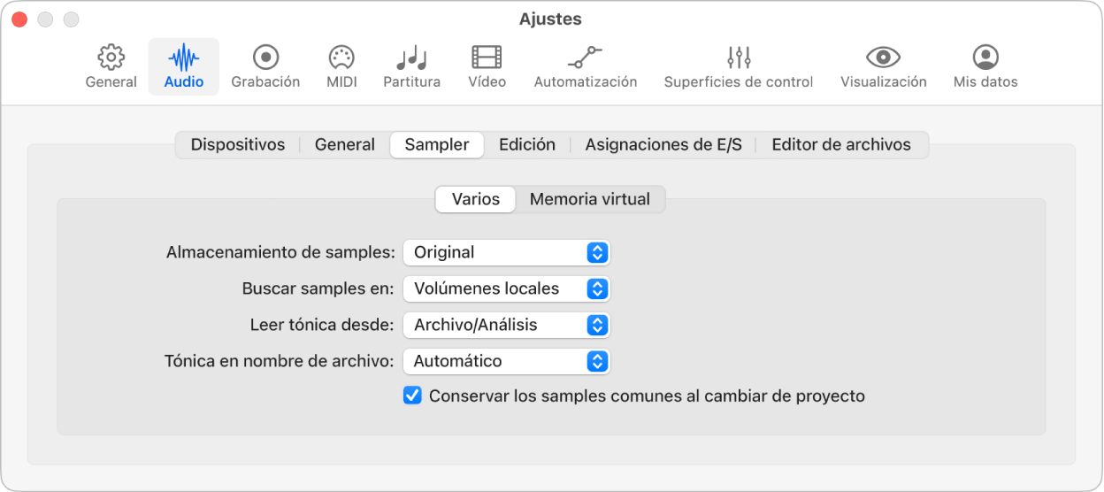 Ilustración. Ajustes de Varios.